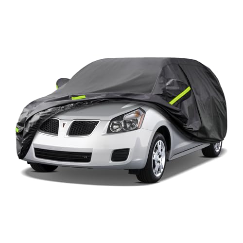 Image of Kaugung 7 Layers Car Cover Custom Fit Pontiac Vibe (2002-2008), Waterproof All Weather Resistant Outdoor Indoor Sun Rain Dust S Protection.(USA Warehouse,Within 3-7 Days) silverBlack