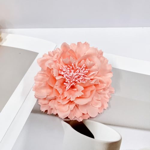 Image of Peony Fabric Flower Brooches Oversize Lapel Pins Extra Big Brooch Delicate Dancing Party Prom Wedding Charm Banquet Dress Suit Guest Corsage Accessories Gifts Dancer Large Hairpin Clip 110mm