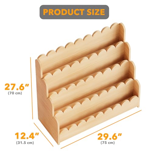 Image of SpaceAid 4-Tier Scalloped Bookshelf, Montessori Bookcase for Toddlers, Wooden Book Shelf Organizer Display Furniture for Kids Rooms, Playroom, Nursery and Classroom, 29.6 inch Wide, Natural