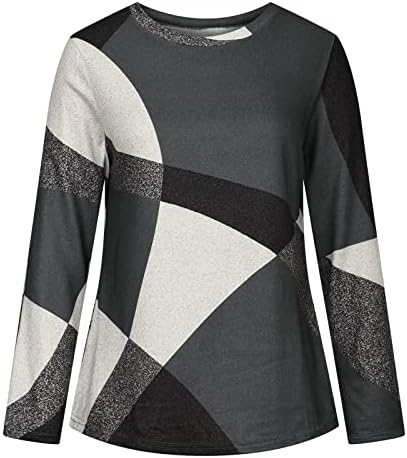 Bokeipai Women's Casual Round Neck Long Sleeve Color Block Printed Sweatshirt Fashion Loose Pullover Blouse Tops 5 Bokeipai Women's Casual Round Neck Long Sleeve Color Block Printed Sweatshirt Fashion Loose Pullover Blouse Tops