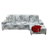 FIGOOO Sectional Couch Covers L Shape 2pcs Stretch Sofa Covers for Sectional Sofa Set Reversible Uni