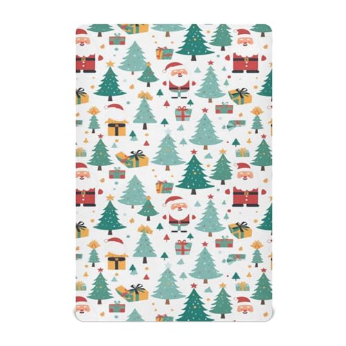 Moudou Christmas Santa Claus Playard Sheet for Boy Girls, Soft Breathable Fitted Toddler Sheet for Standard Playard Bed Mattress, 39 x 27 x 5 Inch