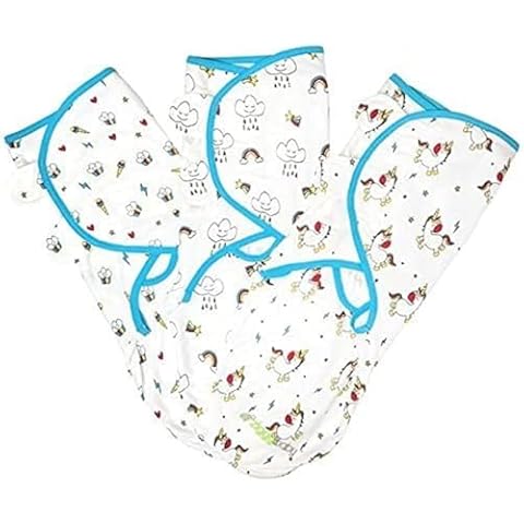Swaddle Blanket Adjustable Infant Baby Wrap Set 3 Pack Unicorn Rainbow Cupcake Cover