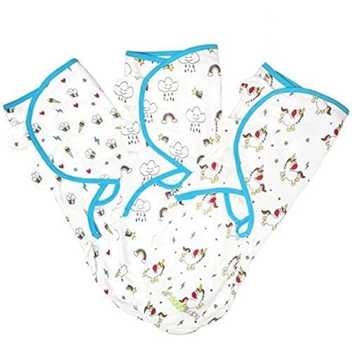 Swaddle Blanket Adjustable Infant Baby Wrap Set 3 Pack Unicorn Rainbow Cupcake