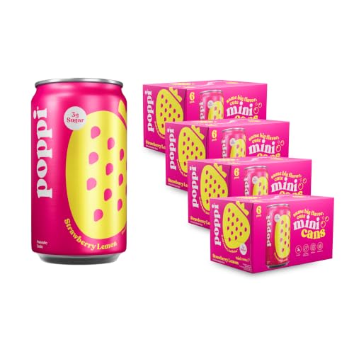 Poppi Prebiotic Soda, Strawberry Lemon, 7.5 Fl Oz Mini Can, 24 Pack - image 1