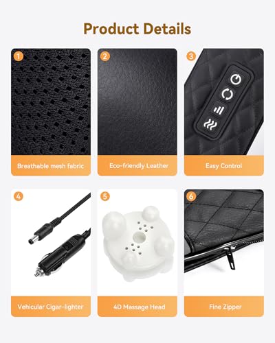 Image of Neck Massager with Heat, Shiatsu Neck and Back Massager, 4D Deep Tissue Kneading for Neck, Back, Shoulder, Body Muscle Pain Relief, Gift for Men Women Mom Dad, Leather Handbag for Storage (Plug-in)
