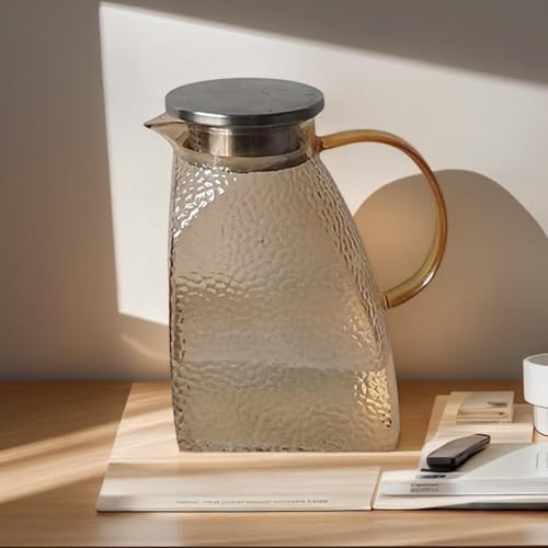 Jarra de agua de vidrio texturizado con diseño para mesa y nevera 4