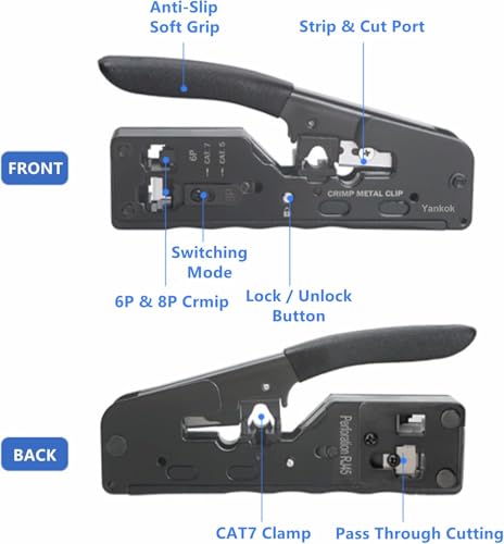 Image of SmartTech Cat5 Cat7 Network Crimping Tool Kit RJ45 RJ11 RJ12 for Cat5 Cat5e Cat6 Ethernet Crimper 20pcs connectors 20 pcs Boots with Wire Stripper Cutter 8p8c 6p6c Telephone And Data Cable Tester