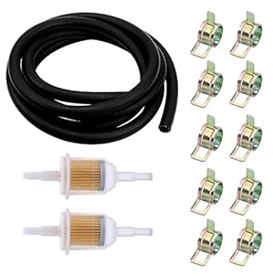 HSEAMALL Kit de filtre à carburant en ligne de moto, filtre à huile universel de filtre à carburant de moto avec tuyau de carburant en ligne et clips de tuyauterie