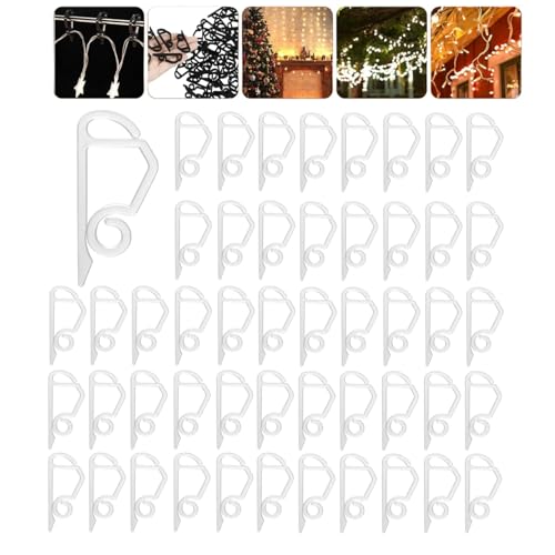 FiveMileBro 120 Clip de lumière de Noël, crochets de gouttière pour lumières d'extérieur, clip de Lumière pour décoration de Noël, pour guirlandes lumineuses et fixation (Blanc)