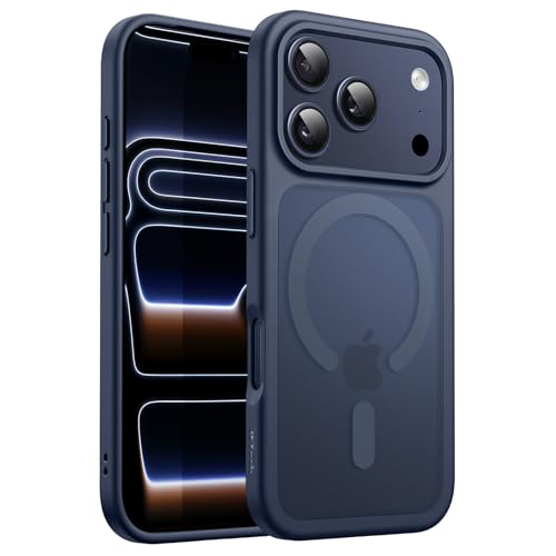 Image of JETech Magnetic Case for iPhone 17 Pro 6.3-Inch Compatible with MagSafe, Translucent Matte Back Slim Minimalist Shockproof Phone Cover (Dark Blue)