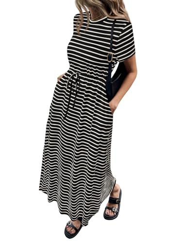 NALANISA Women’s Cotton T Shirt Dresses Trendy Striped Crew Neck