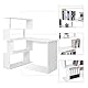Mondeer Computertisch L-Förmig, Eckschreibtisch, mit 360 Grad Drehbarem Bücherregal für Arbeitszimmer Wohnzimmer Büro 157 x 45 x 130,5 cm, Weiß