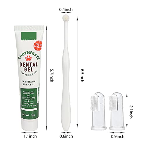 Image of Pet Toothbrush Toothpaste Kit Dog Teeth Cleaning Cat Teeth Cleaning Dental Care Kit Pet Finger Toothbrush, Reduce Plaque & Tartar Buildup, Beef Flavor