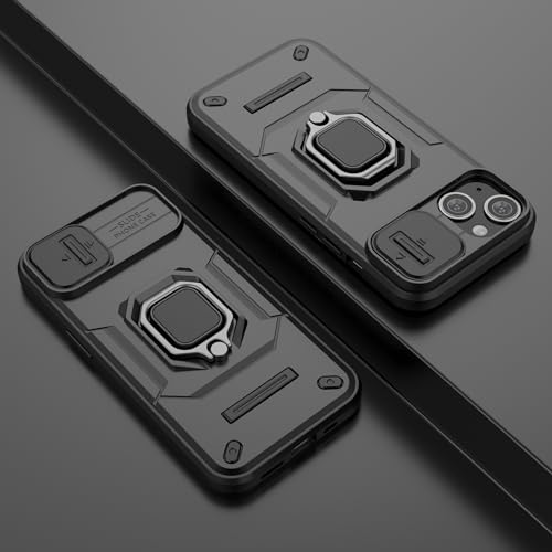 Image of Polycarbonate Camshield Pro Case With Slide Camera Protection And 360 Protection Ring Stand Bumper Back Case Cover For iPhone 14 (Black)
