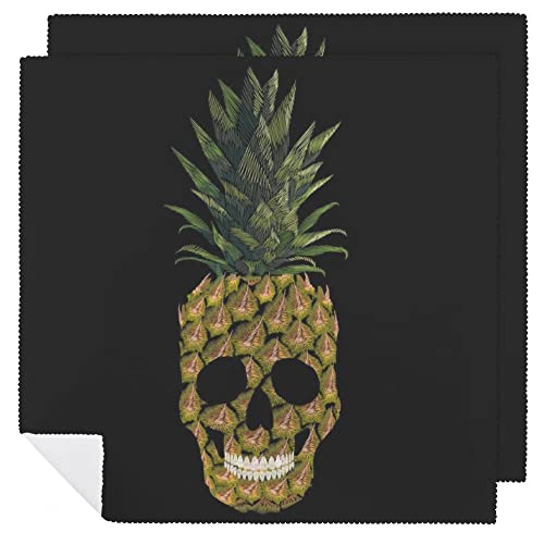 Xollar Kitchen Dinner Napkins Cloth 6Pcs Set Pineapple Skull Printed Washable Reusable Cloth Napkin For Holiday Party Wedding Home Decoration 18.7X18.7Inch #TOP23