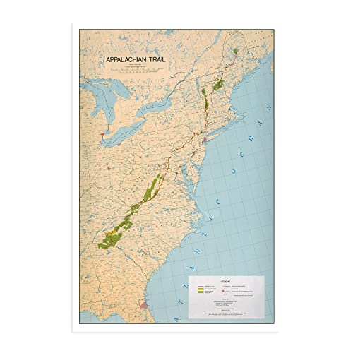 HISTORIX Vintage 1981 Appalachian Trail Map Poster - 24x36 Inch History Map of Appalachian Trail Wall Art - Old Appalachian National Scenic Trail Map