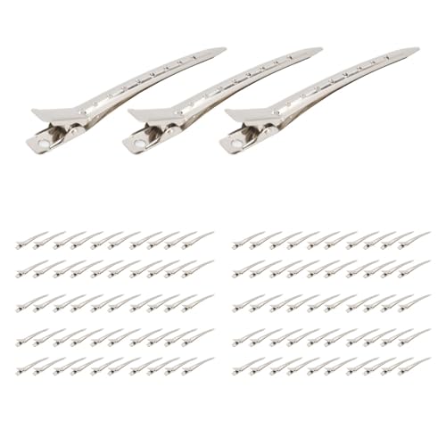 Pinces à cheveux en métal bec de canard pour coiffage et séparation, lot de 100