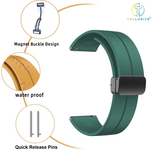 Image of T TECLUSIVE Premium Silicone Strap Band with Magnetic Lock 22mm Compatible for Galaxy Watch 3 45mm / Watch 46mm | S3 Frontier | Amazfit Stratos GTR | Fossil Gen 5 6 | Adjustable Silicon Band