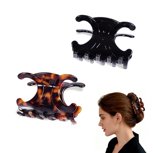 Premium Durable Acetate Butterfly Hair Clips 2 Pack Multi- Hair Clip Set Strong Grip Butterfly Hair Clips for Women Stylish Accessories for Updos & Gifts (A)
