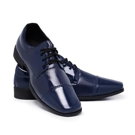 Sapato Social Masculino Elegante Bico Fino com Cadarço 701 (Azul, BR, Adulto, Numérico, 40)