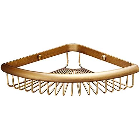 Beelee BA8401A Solid Brass Products Wall Mounted Corner Triangle Shower Wire Basket Shower Caddies Storage Cosmetic Holder Bathroom Hardware Antique Brass Cover