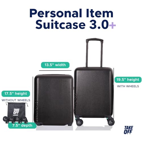 Take OFF Luggage Personal Item Travel Bag 3.0 – Compact Underseat Suitcase for Budget Airlines – Fits Sizers 18x14x8 – No-Fee Small Carry On Luggage with Wheels Removable, TSA Lock & Toiletry Pouch2