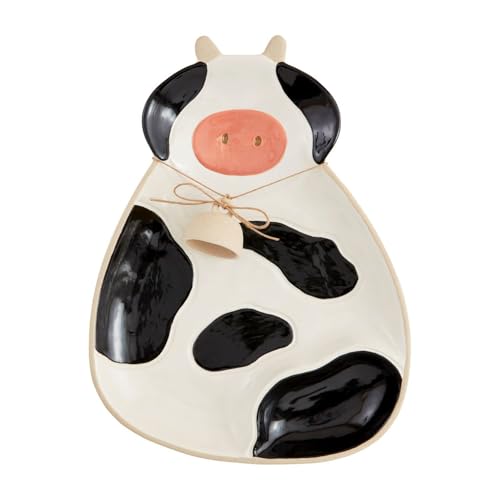 Mud Pie 13 1/2" x 10 1/4" Cow Chip And Dip, White