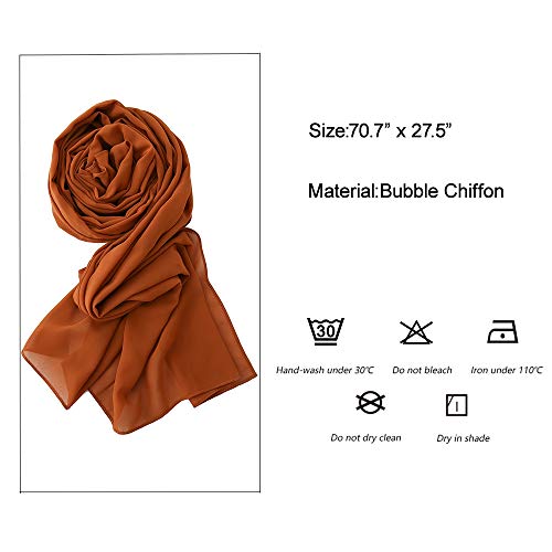 Yeieeo Chiffon Head Wraps for Women - Solid Color Fashion Bubble Chiffon Scarf Hijab4