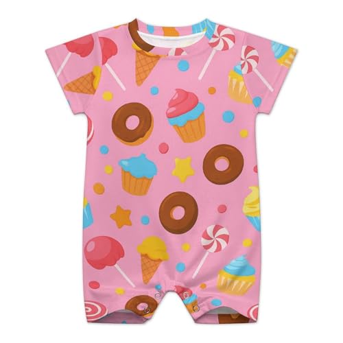 AuHomea Candy Land Cupcakes Newborn Baby Romper Clothing Cute Infant