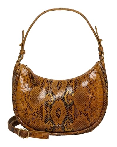 Sac à épaule bandoulière Burkely cuir marron Vintage Veda : sac à main femme effet python