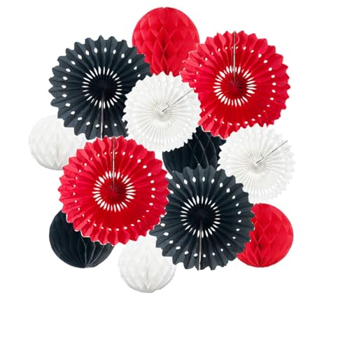 12 bolas de panal de abeja de 6 pulgadas y 8 pulgadas, abanicos de papel de seda, abanicos de bola de panal, pompones de papel para colgar en la pared, para fiestas, baby shower, cumpleaños, boda