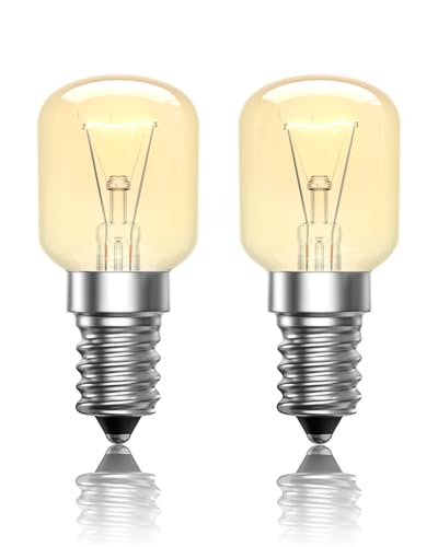 CucuGo Ampoule Four 300 Degré,Ampoule E14 Frigo,Dimmable Ampoule Petit Culot à Vis pour Ampoule Lampe de Sel,T25 Ampoule E14 Blanc Chaud pour Réfrigérateur,220-240V,Lot de 2