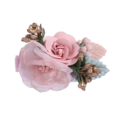 Flower Clips Floral Hair Clip Hairpins Pink Hair Bows Rose Bow Clip For Fine Hair Girl Flower Clips Barrettes With Fully Lined Hair Accessories For Baby Girl Child Hair Clips for Styling (K, One Size)