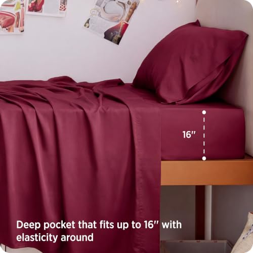 Image of Bedsure PureWoven 100% Rayon Derived from Bamboo, Twin XL Sheets, 3 Pieces