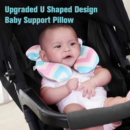 Image of KAKIBLIN Baby Travel Pillow, Upgraded Baby Neck Pillows for Car Seat, Infant Neck Support Pillow for Head and Neck,Newborn Head Support for Car Seat,Pushchair