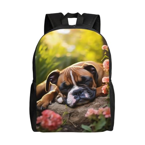 Comfort Fit Unisex Dog Sleeping Flowers Garden Backpack Durable for Daily Commute & Travel Adventures 16 Inch