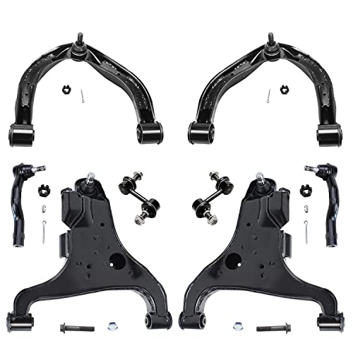 Image of Detroit Axle - Front 8pc Suspension Kit for Nissan Titan Armada Infiniti QX56 Pathfinder Armada, 4 Control Arms w /Ball Joints + 2 Sway Bar Links + 2 Outer Tie Rods, Replacement