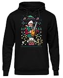 uglyshirt89 8 Bit Griswold Herren Kapuzenpullover | Schöne Bescherung Pullover - Weihnachts Hoodie Herren - Xmas Hoodie | Schwarz (M)