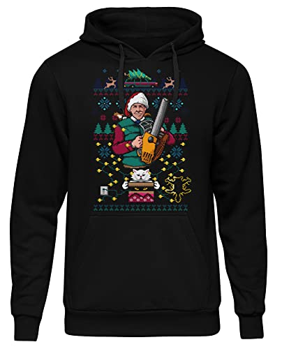 Preisvergleich Produktbild uglyshirt89 8 Bit Griswold Herren Kapuzenpullover / Schöne Bescherung Pullover - Weihnachts Hoodie Herren - Xmas Hoodie / Schwarz (3XL)