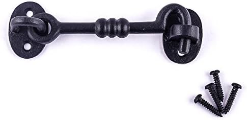 Renovators Supply Manufacturing Door Latch Lock 5 in. Wrought Iron Hook and Eye Latch for Door in Oil Rubbed Bronze Finish with Mounting Hardware