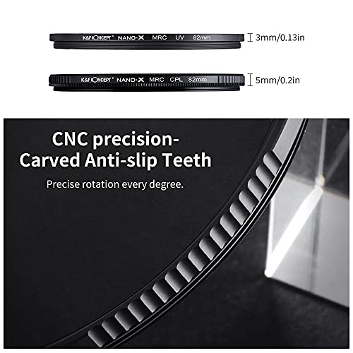 K&F Concept Filter Set,Nano X-Serie Polfilter(CPL Filter),MCUV Filter,2 Objektivdeckel& Aufbewahrungstasche,28 Schichten Antireflektierende Nanobeschichtung,HD,Wasserdicht,Kratzfest-52mm – Bild 3