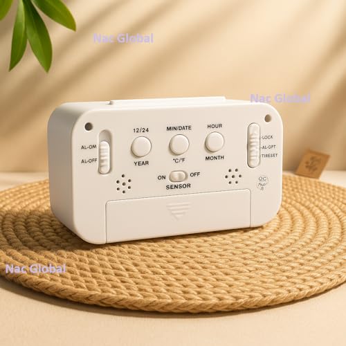 Image of Nac Global Digital Alarm Clock with Large LED Display, Snooze & Night Light, Temperature Display, Calendar, Table Clock for Home & Office
