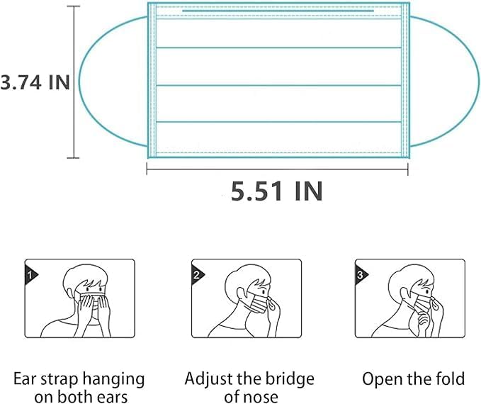 Miniatura 5 de Paquete de 100 máscaras desechables blancas (un diseño de dibujos animados, impresión puede variar), cubrebocas desechables para niños, tela de 3