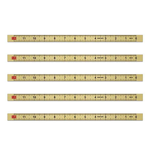 WIN TAPE Pack of 5pcs 12 Inches Short Adhesive Tape Sticky Measuring Tape Ruler Self-Adhesive Tape Measure (Right to Left - Inches)