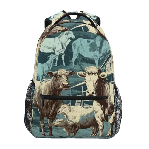 Sac à dos ordinateur portable étanche contre la pluie motif vache