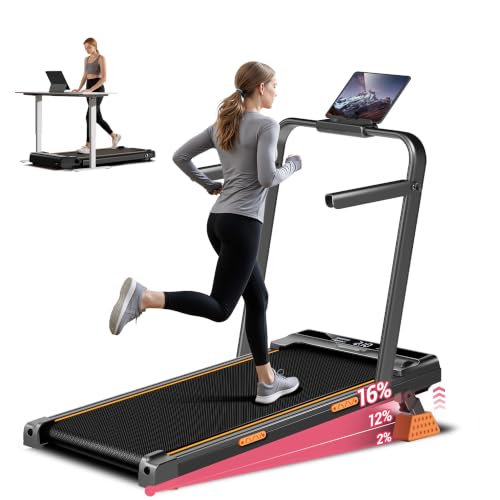 Image of Walking Pad with 16% Incline, 4-in-1 Foldable Treadmill with Handles | 330LBS Capacity, Under Desk, Compact, Folding, Portable Treadmills for Home Small, 2.5HP Motor, Remote Control, LED Screen
