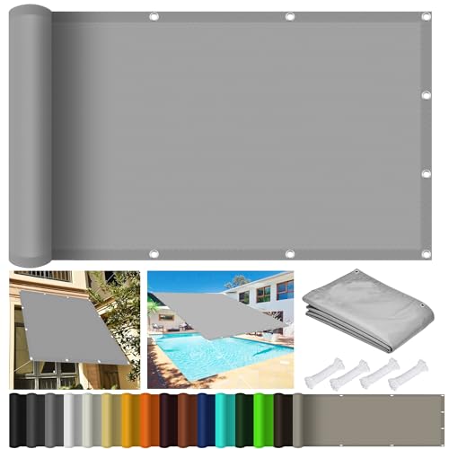 Rectangular Toldo Vela de Sombra 3 x 7 m Impermeable, Toldo para Pergola Protección UV a Prueba de Viento para Balcon Patio Jardín, Gris Claro