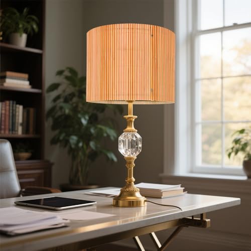 Image of Modern lamp shade Art decorative Orange Lines Minimalist 11.8x9Inch | Rustic Classic Easy Matching,Unique bamboo material,Ideal for Table and Floor Lamps,Effortless Installation