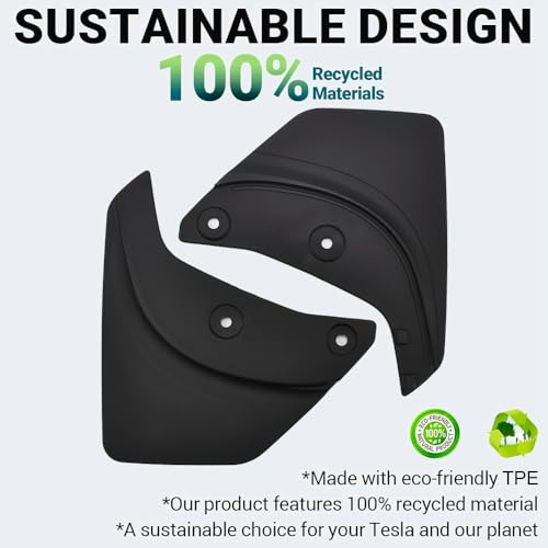 Image of JSCARLIFE T-esla Model Y 2021-2024 Mud Flaps Kit - OEM Fit No-Drill Splash Guards (4PC) | TPE Thermoplastic, Enhanced Stability Design, Moulded Full Protection Set Splash Mud Guards